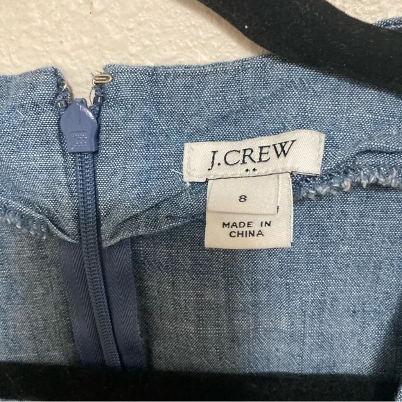 J. Crew Women’s Dress Faux-Wrap Blue Midi Demin A-Line V Neck Tie Sleeve Size 8 - Picture 5 of 16